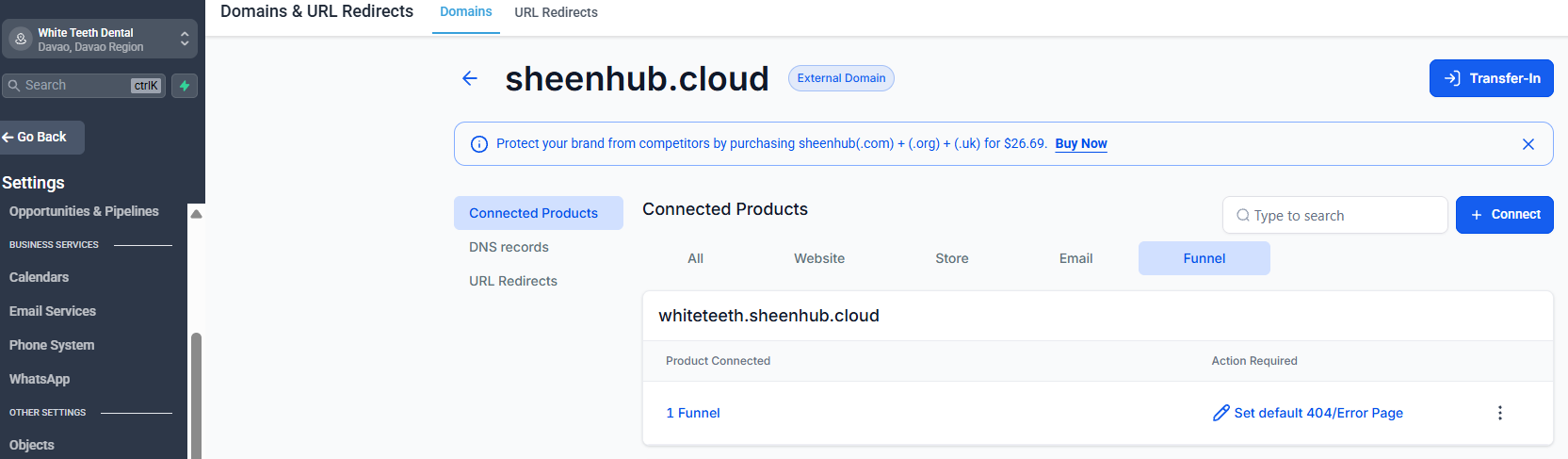 Verified domain in GHL