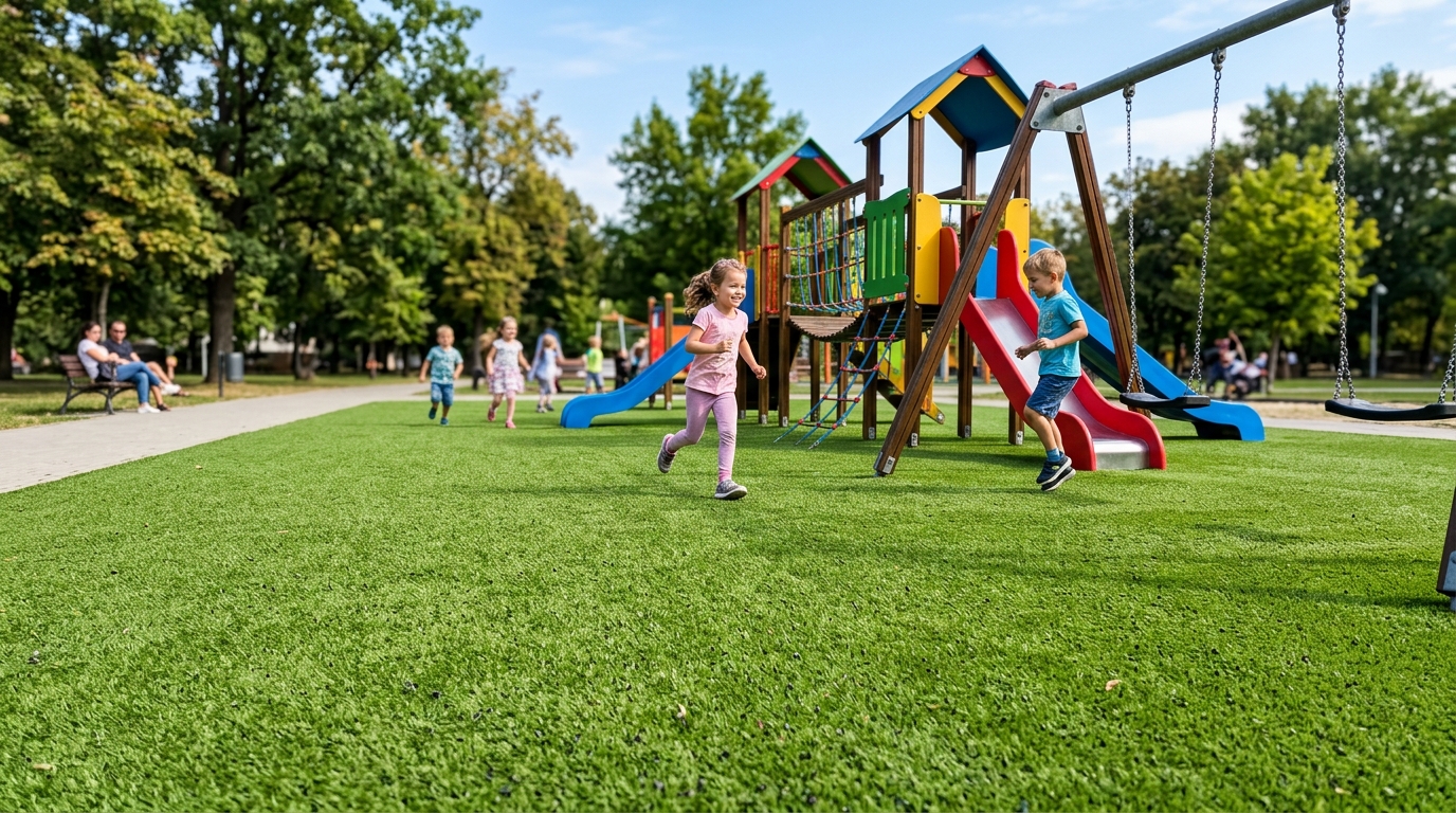 Playground turf installation Dallas Texas safe cushioned surface