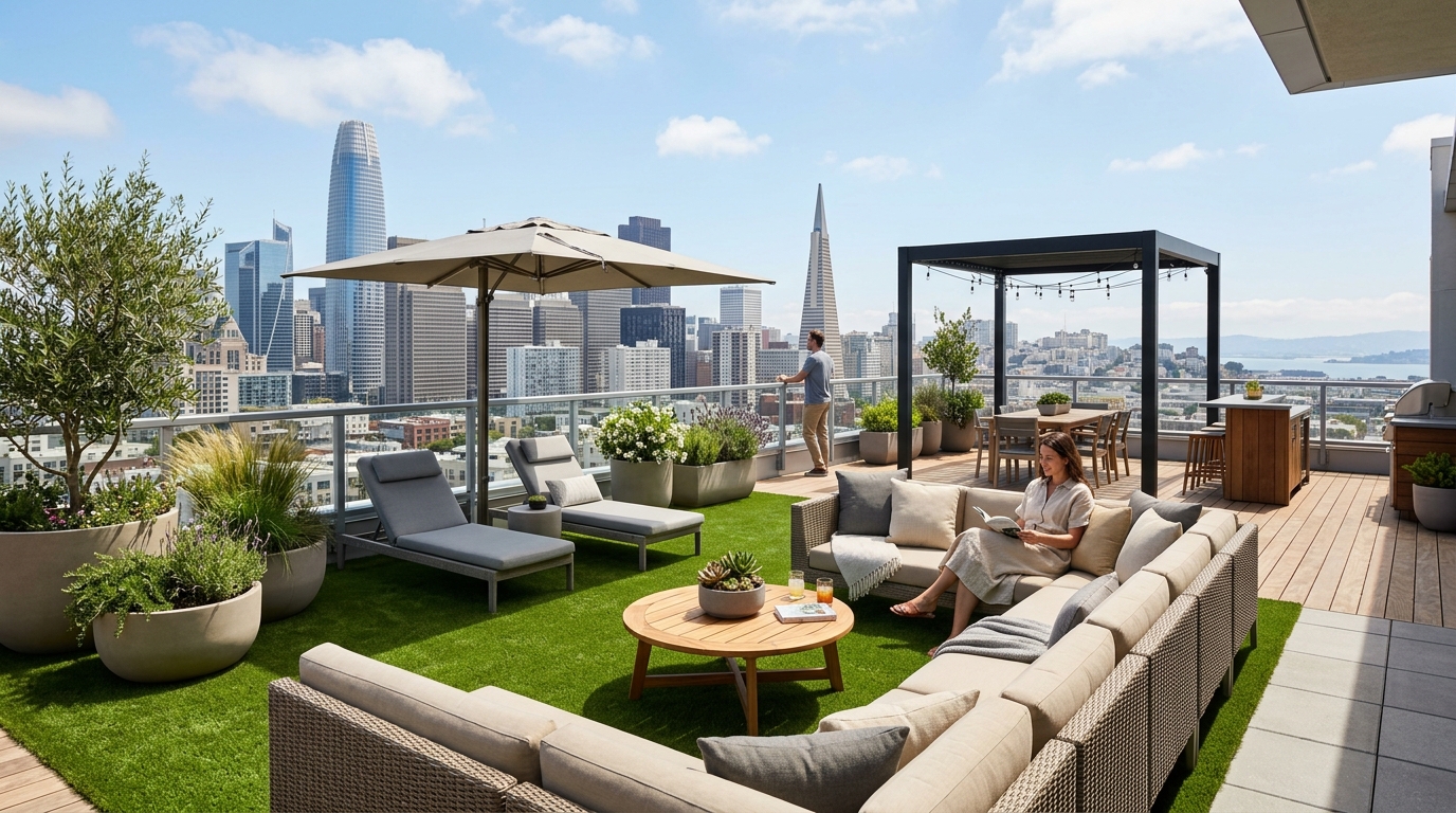 Patio and rooftop turf installation Dallas Texas elevated hardscape surface