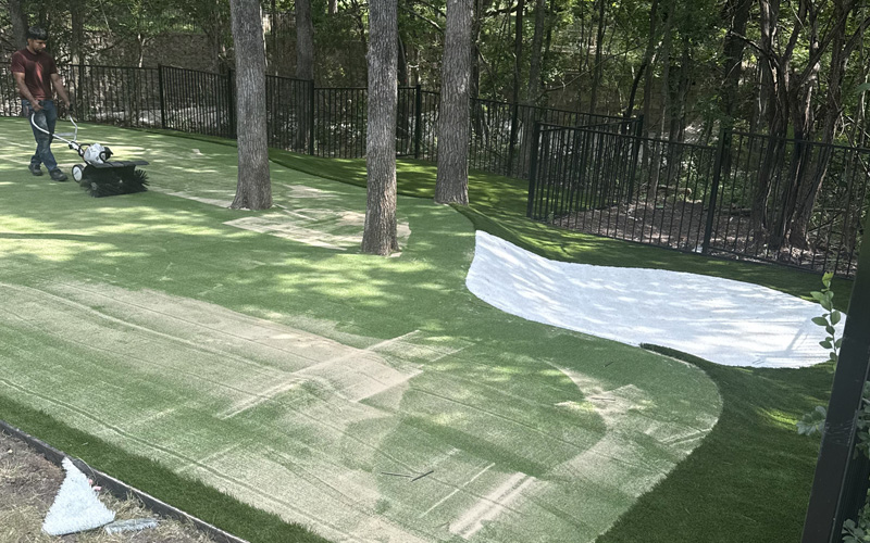 Artificial turf installation Dallas Texas residential lawn project