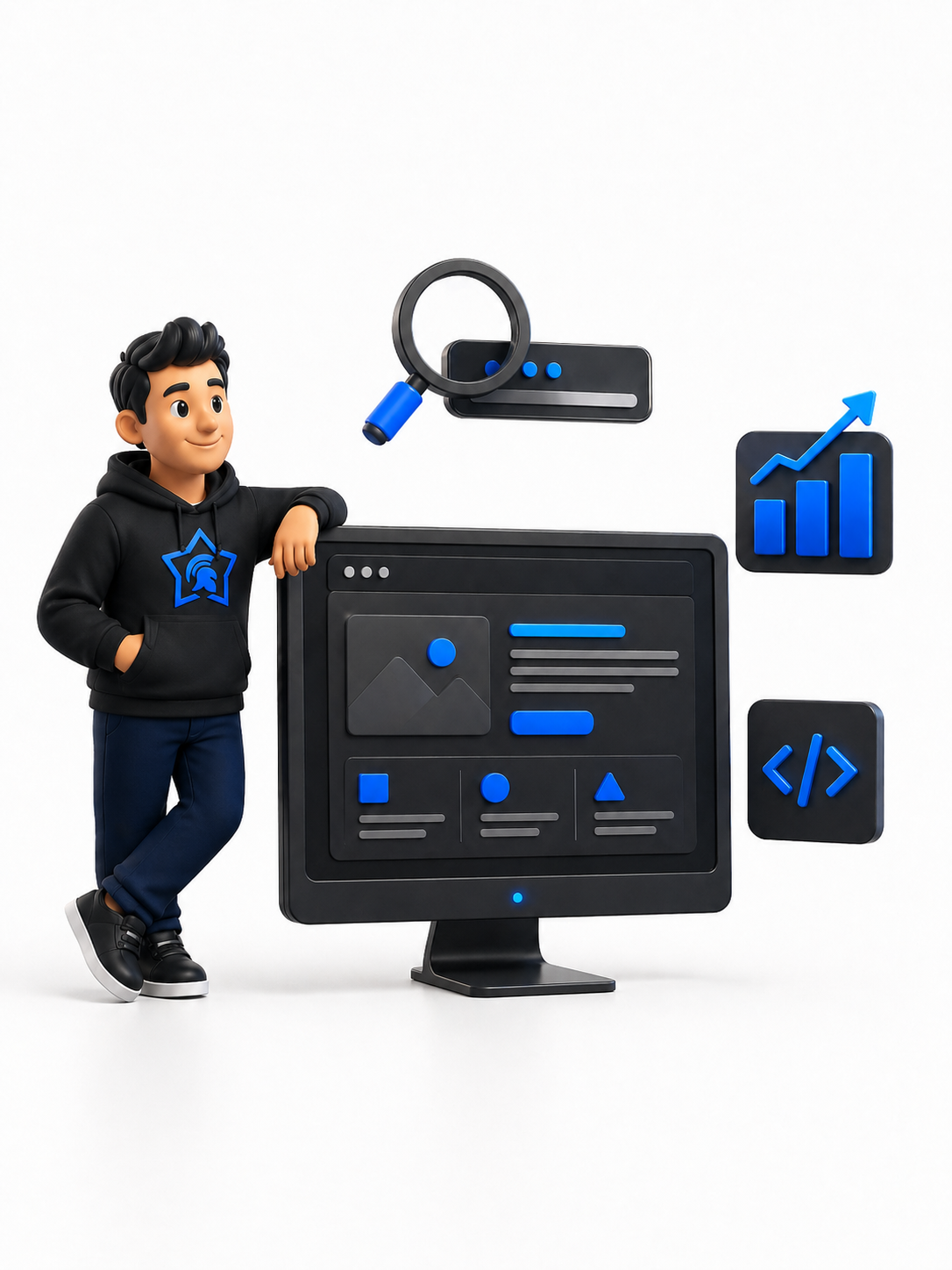 SEO-friendly web design and on-page SEO dashboard graphic
