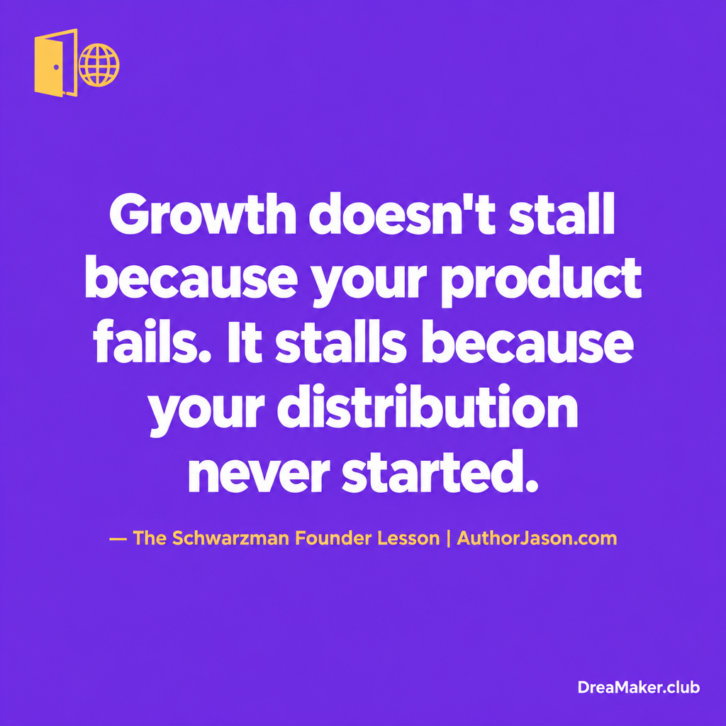 Quote card: The buyers who want you most might not be blocked by price. They might be blocked by the door you have not built yet. — The Schwarzman Founder Lesson, AuthorJason.com