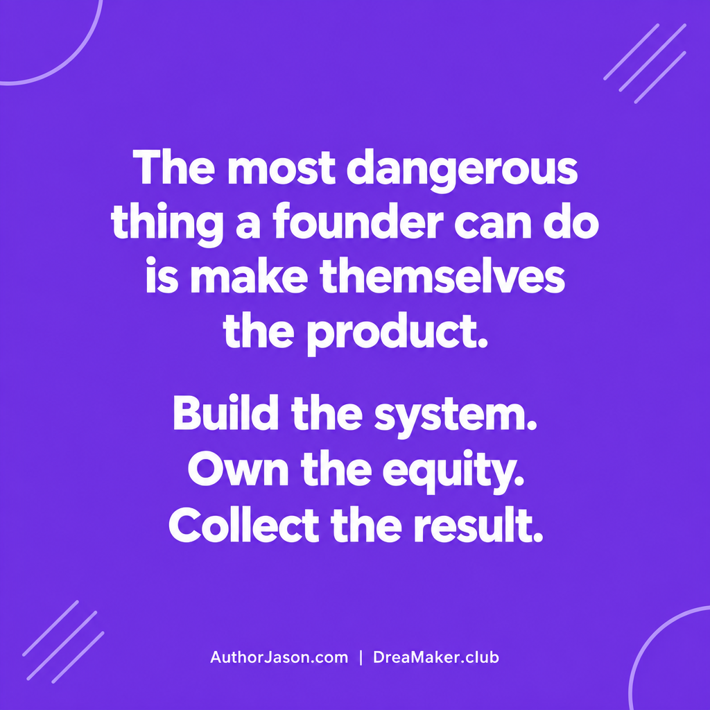 Quote card: The most dangerous thing a founder can do is make themselves the product