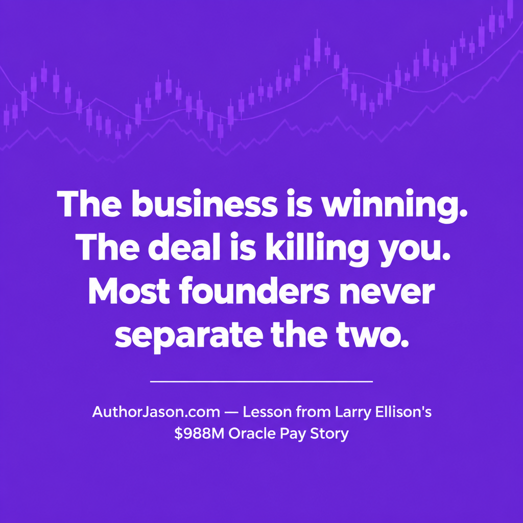 Founder lesson quote card: The business is winning. The deal is killing you. Most founders never separate the two.
