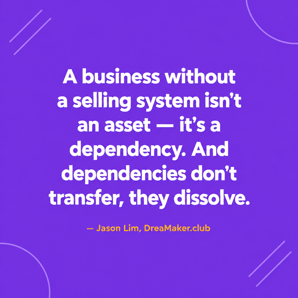 Quotable: A business without a selling system isn't an asset — it's a dependency. And dependencies don't transfer, they dissolve.