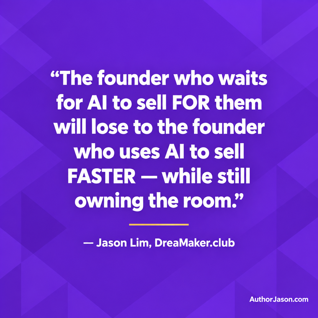 Jason Lim quote: The founder who waits for AI to sell for them will lose to the founder who uses AI to sell faster — while still owning the room