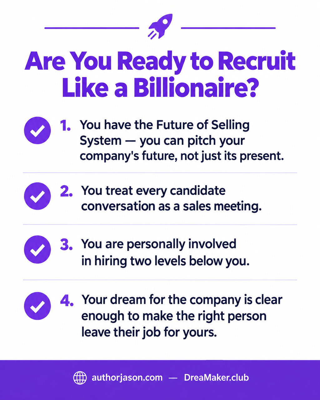 Are You Ready to Recruit Like a Billionaire — conditions checklist for startup founders