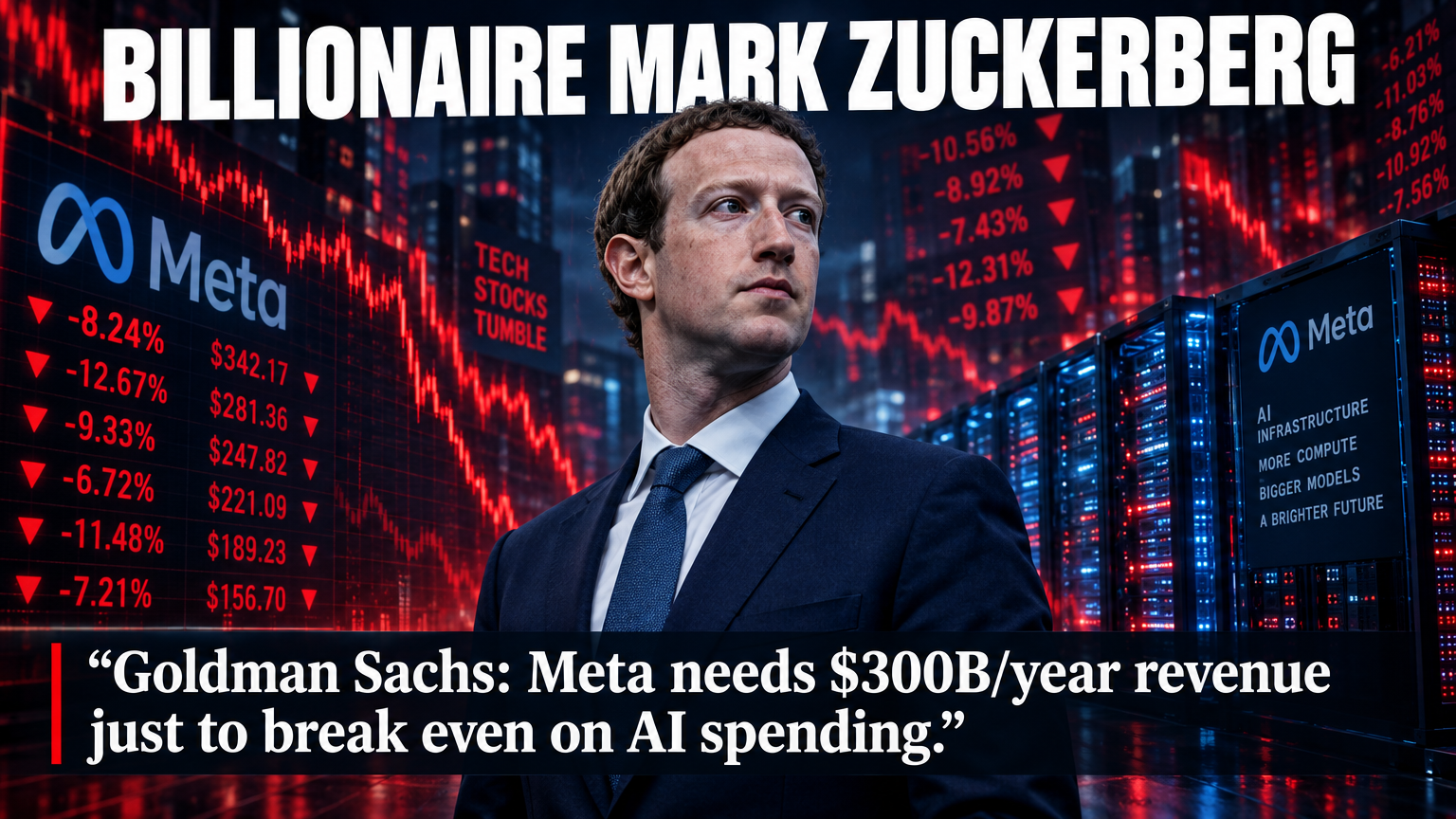 Billionaire Mark Zuckerberg — Meta CEO who lost $19 billion in two days after Goldman Sachs AI ROI warning