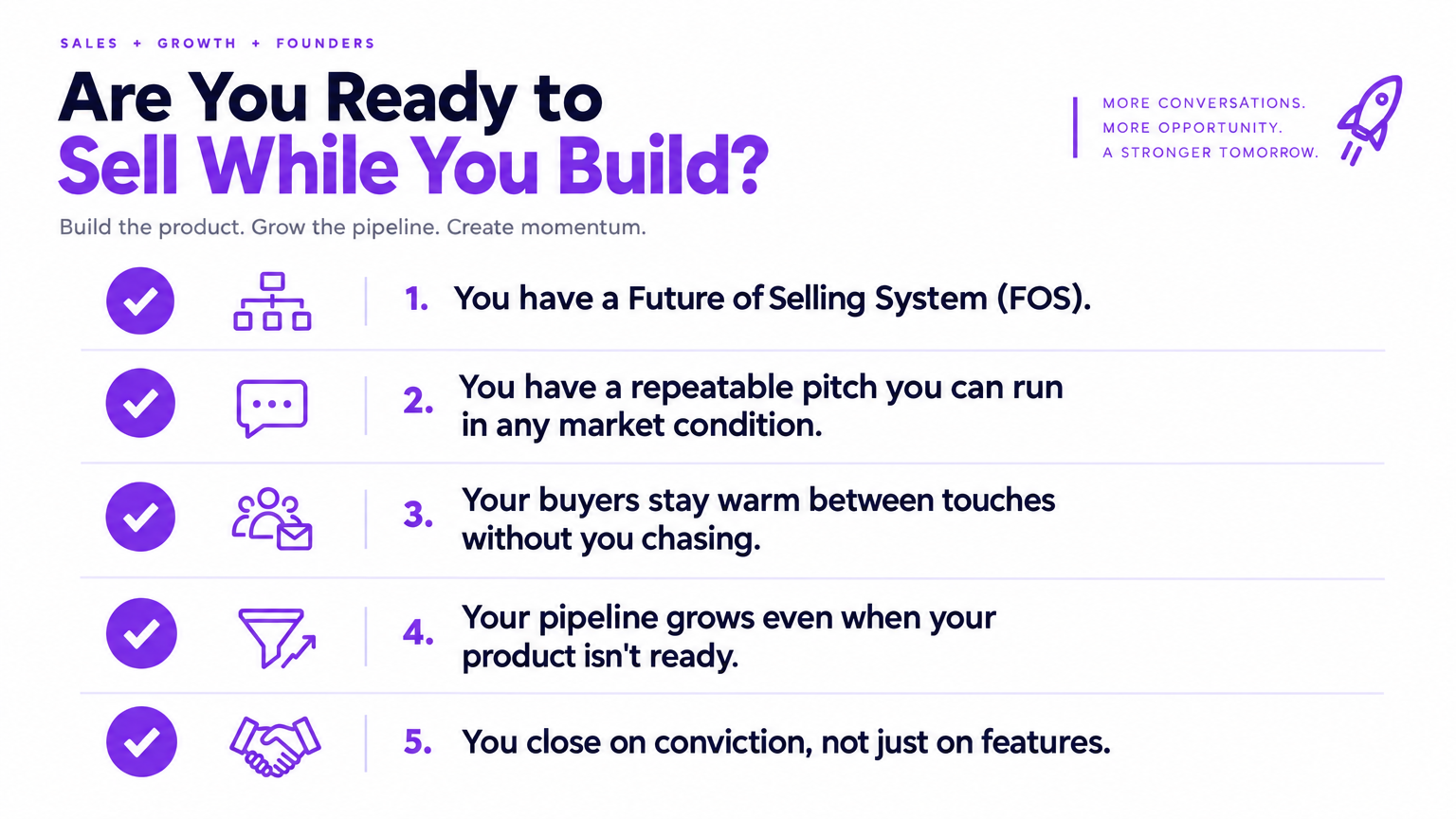Are You Ready to Sell While You Build? Conditions checklist for startup founders