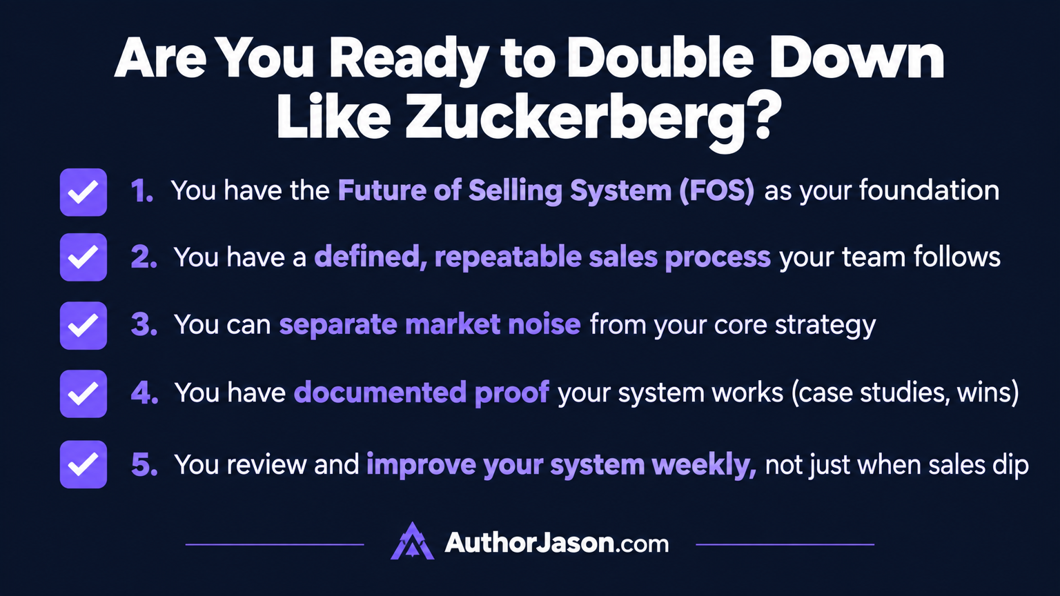 5 conditions checklist for founders who want to double down on their selling system