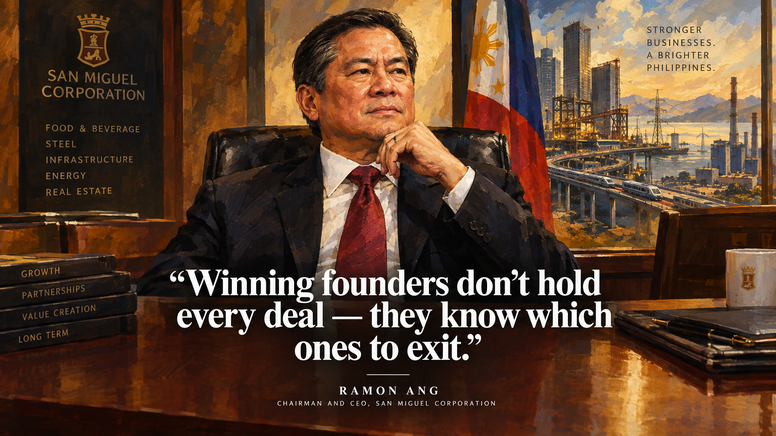 Billionaire Ramon Ang — San Miguel Corp Chair and CEO who sold $197.5 million in Meralco shares to Metro Pacific and the exit-criteria lesson every startup founder needs right now