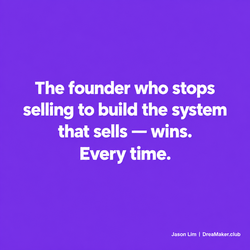 The founder who stops selling to build the system that sells — wins. Every time. Jason Lim, DreaMaker.club