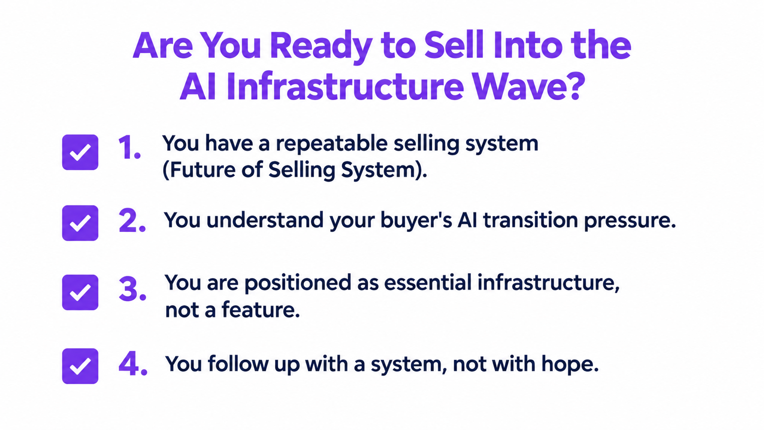 Conditions checklist: Are you ready to sell into the AI infrastructure wave as a startup founder?