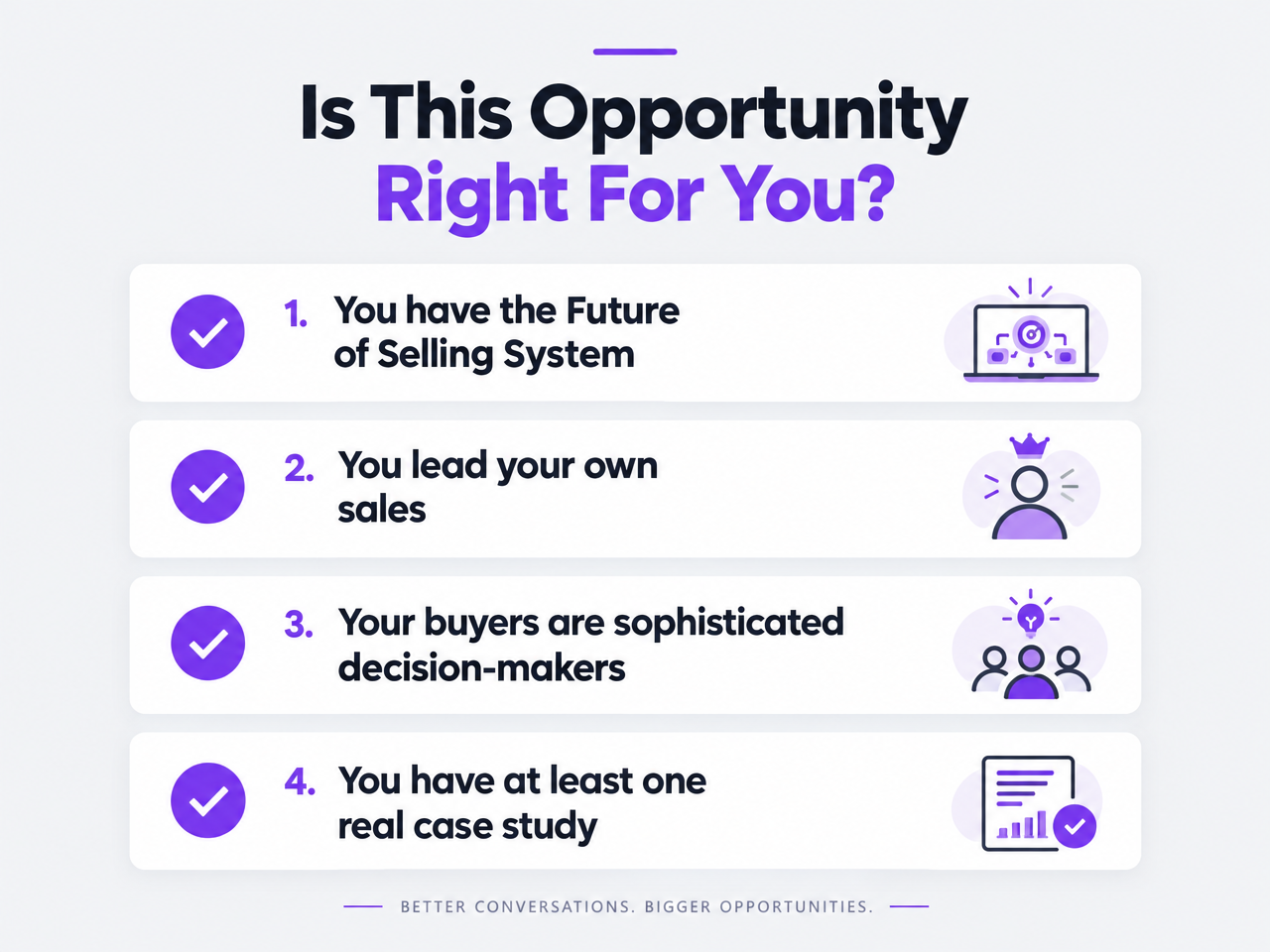 Is This Opportunity Right For You? Conditions checklist for startup founders