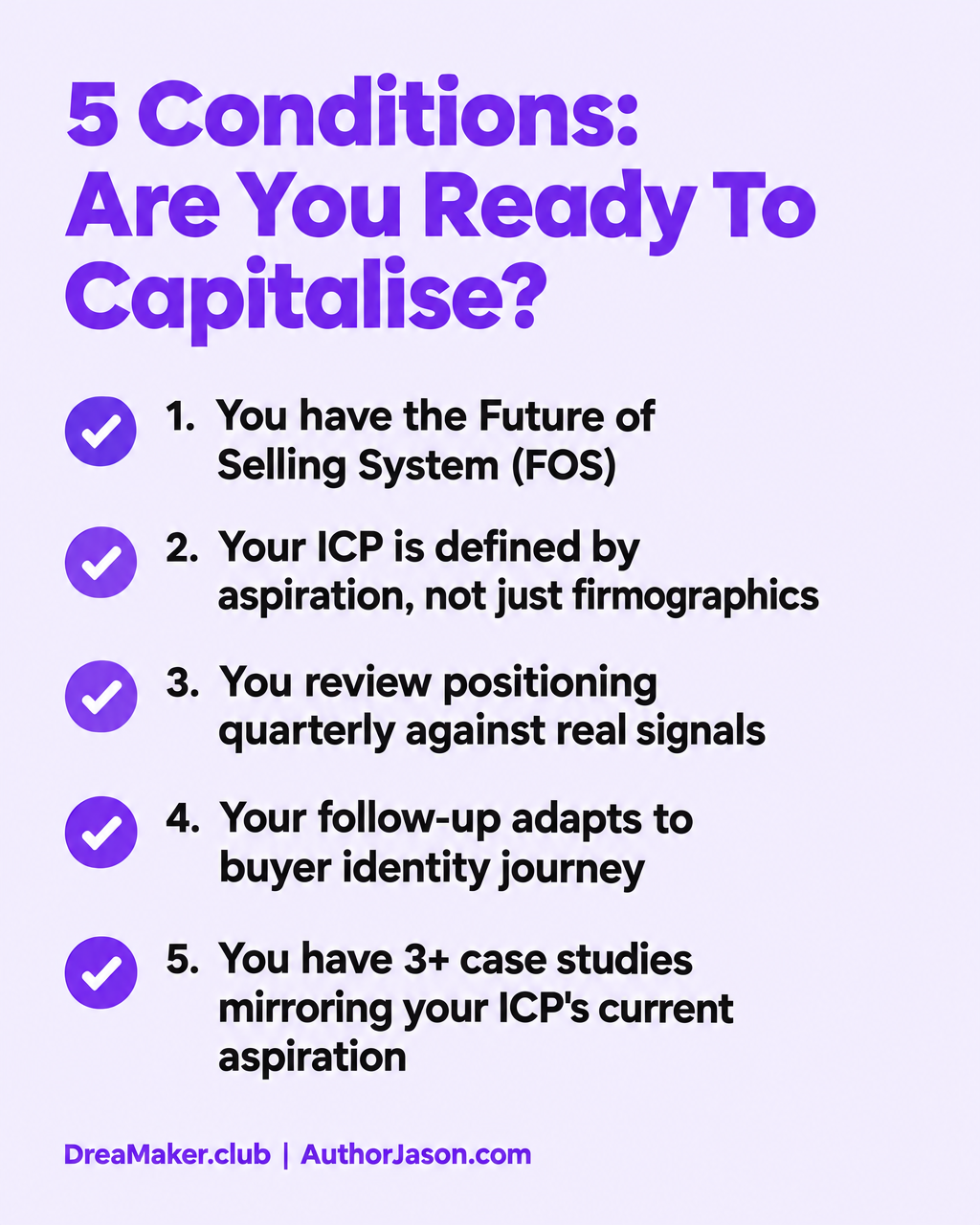 5 conditions to capitalise on buyer identity shifts — founder checklist from DreaMaker.club