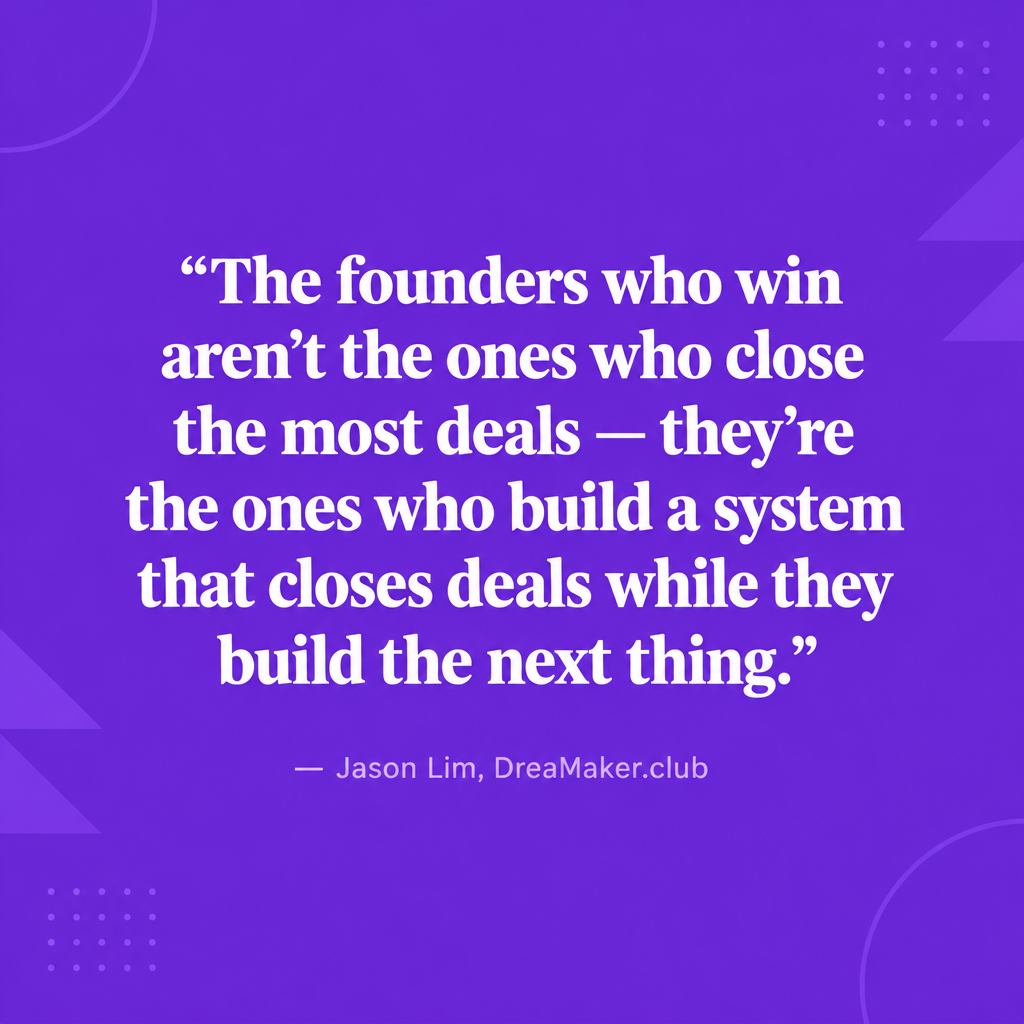 The founders who win aren't the ones who close the most deals — they're the ones who build a system that closes deals while they build the next thing.