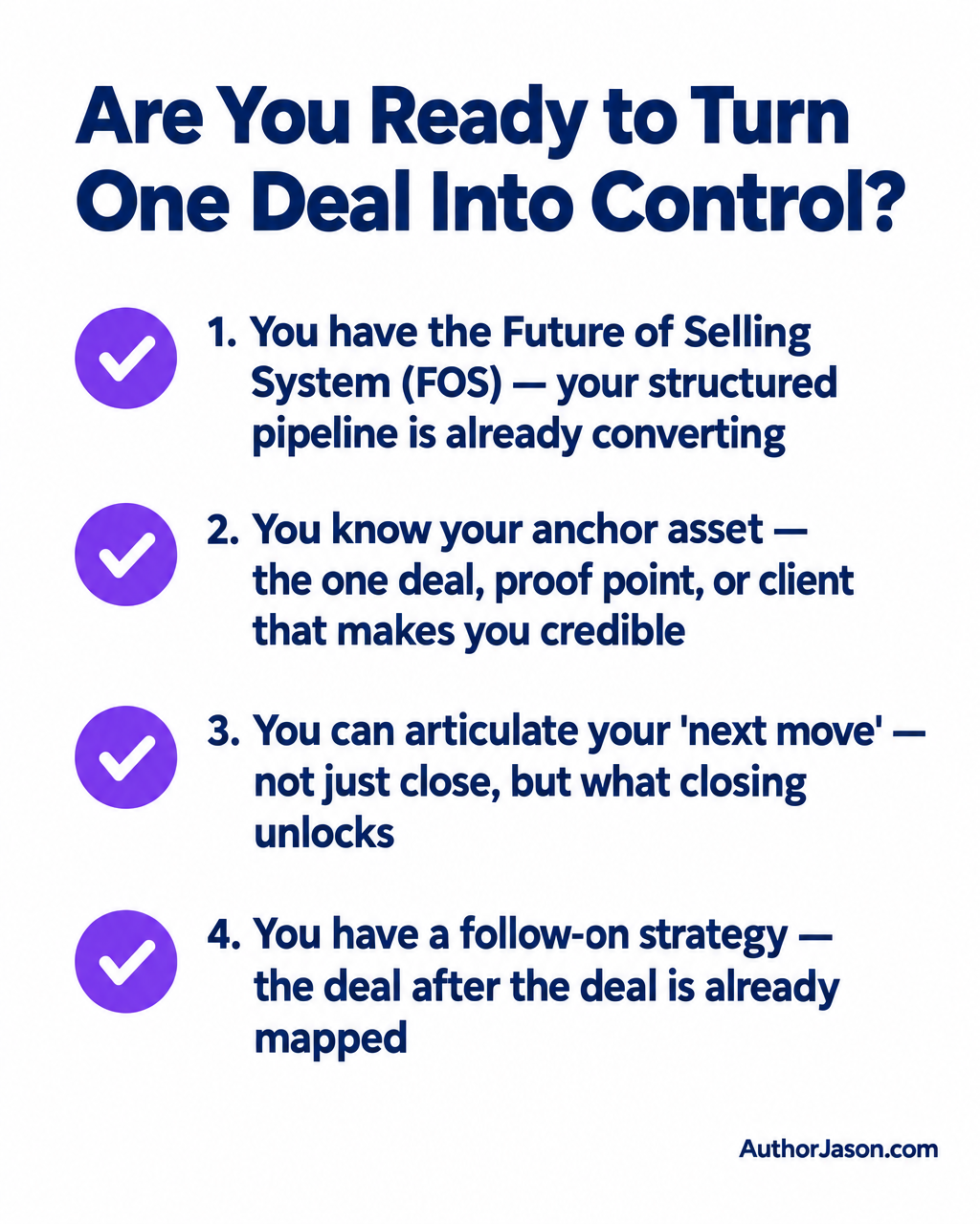 Conditions checklist: Are you ready to turn one deal into control?