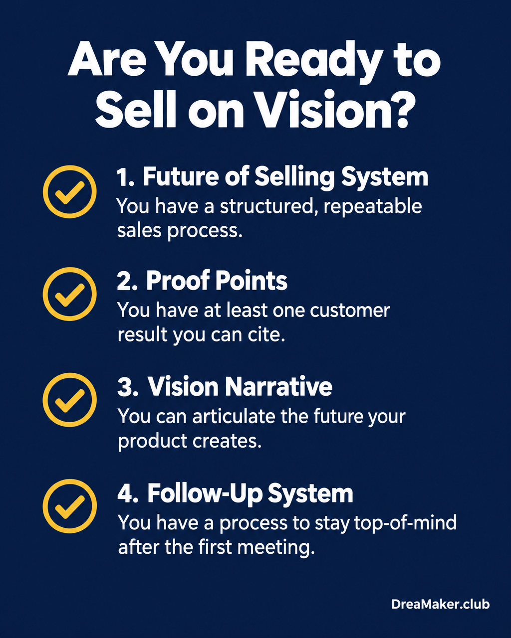 Are You Ready to Sell on Vision? Conditions checklist for startup founders