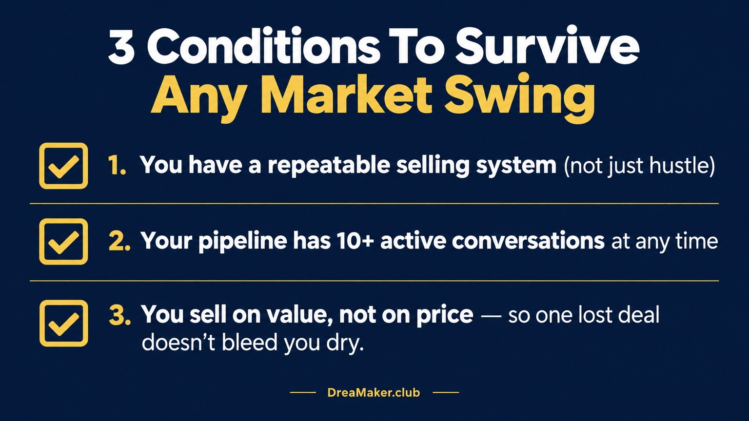 3 Conditions To Survive Any Market Swing — checklist for startup founders