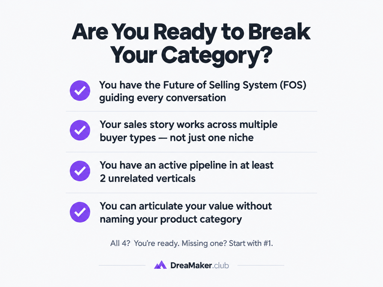 Conditions checklist: Are You Ready to Break Your Category? 4 conditions every founder needs