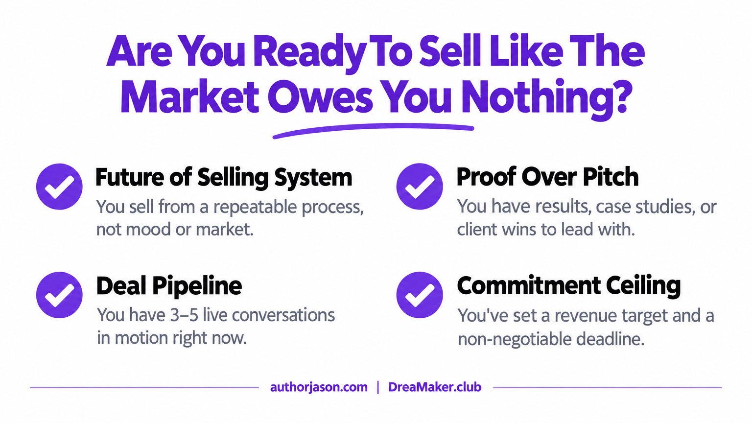 Conditions checklist: Are You Ready To Sell Like The Market Owes You Nothing?