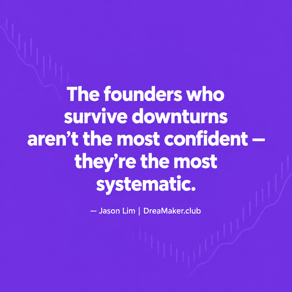 The founders who survive downturns aren't the most confident — they're the most systematic. Jason Lim DreaMaker.club