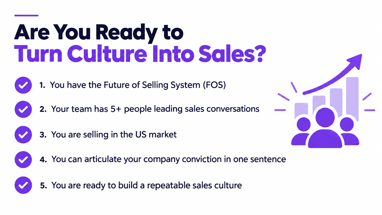 Are you ready to turn culture into sales? Conditions checklist for startup founders