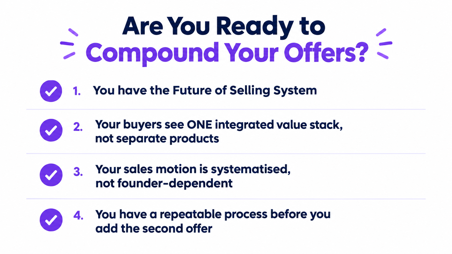 Are You Ready to Compound Your Offers? — 4-condition checklist for startup founders