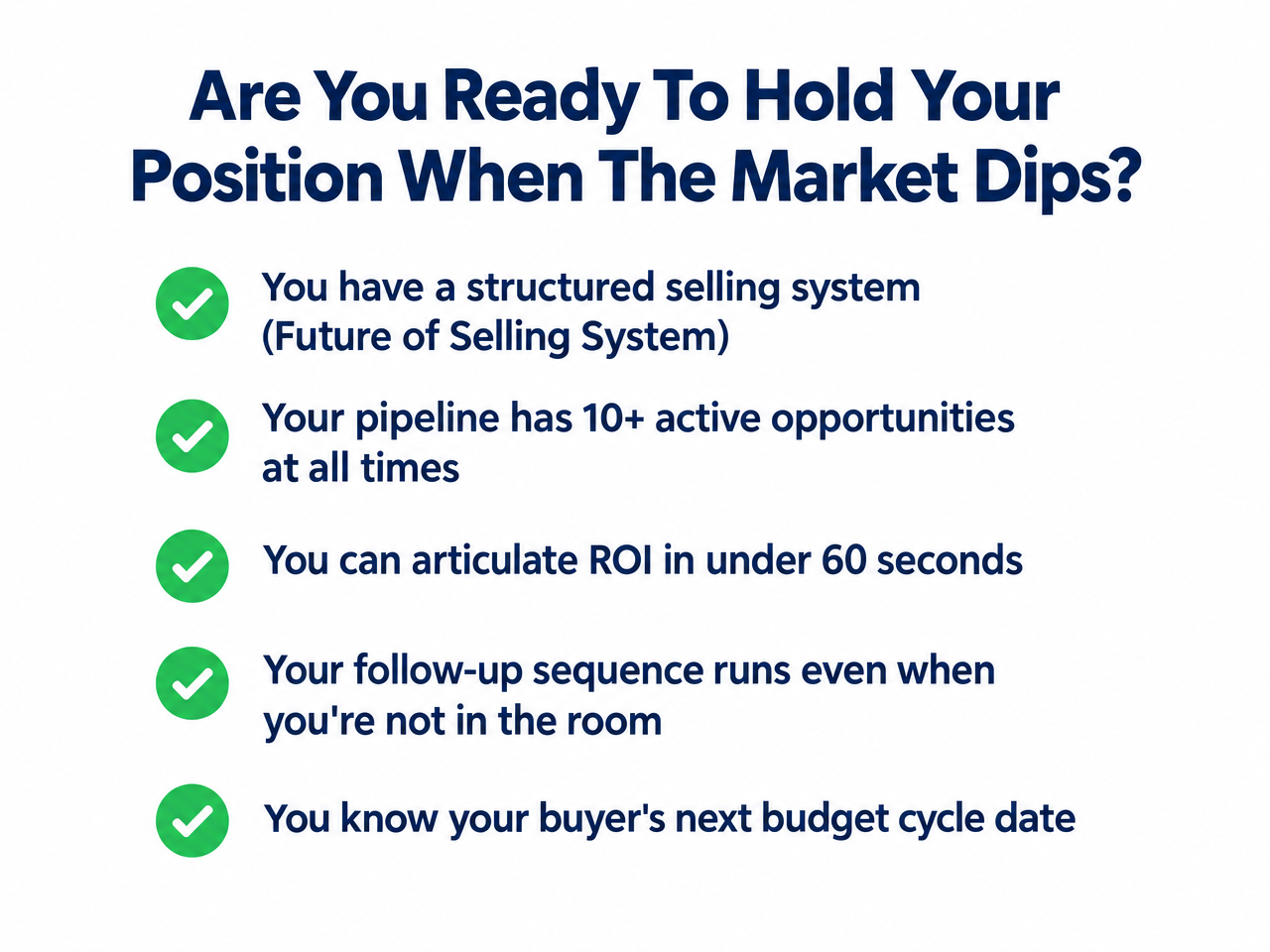 Are you ready to hold your position when the market dips — 5 conditions checklist for startup founders