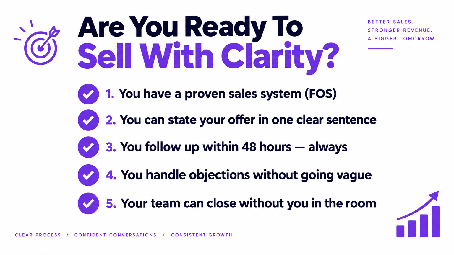 Are You Ready To Sell With Clarity? Conditions checklist for startup founders