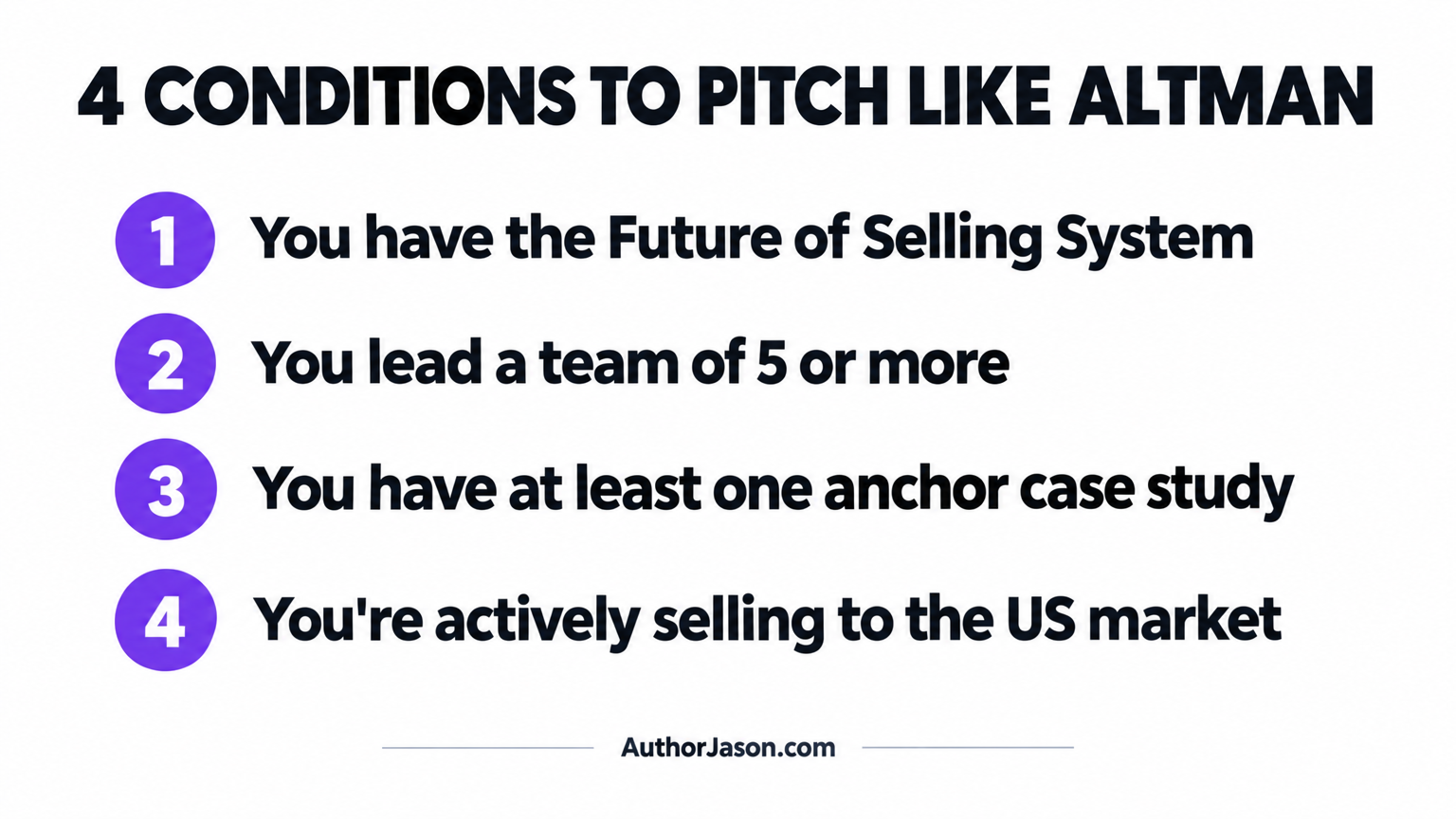 4 Conditions to pitch like Altman — conviction selling checklist for startup founders