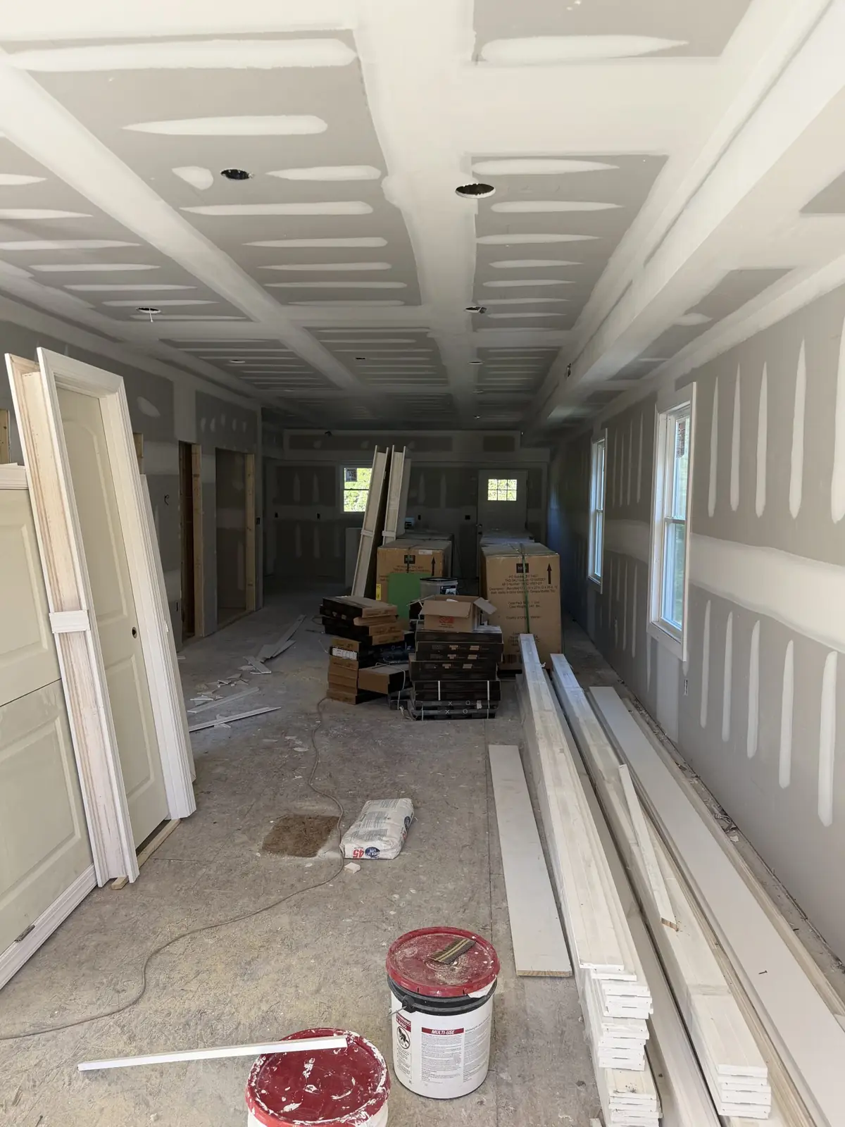 New construction, Petersburg, VA: drywall taped and mudded