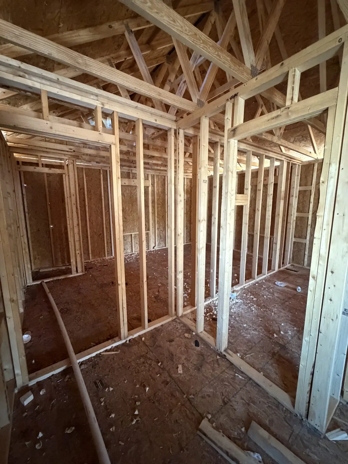 New construction, Petersburg, VA: second-floor framing under trusses