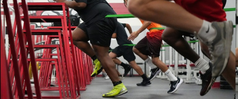 Athlete performing a strength training exercise