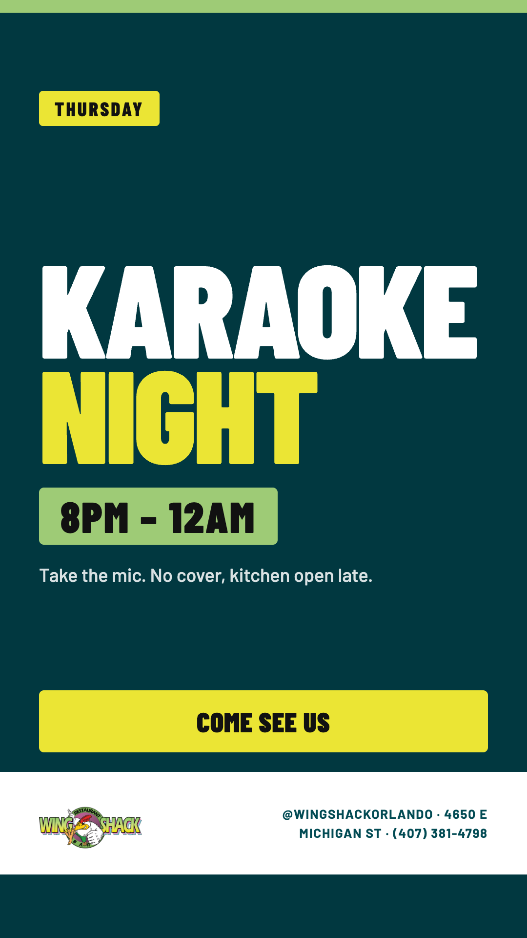 Weekly event at Wing Shack