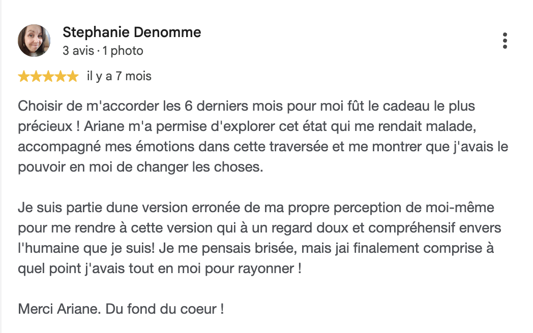 Avis Google de Cindy Loire