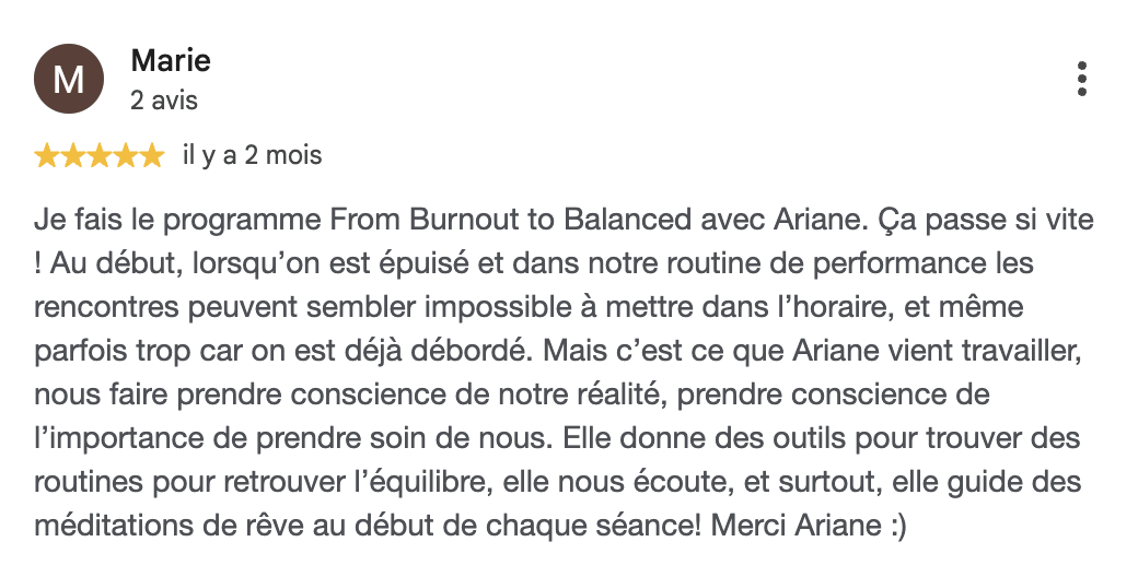 Avis Google de Sophie Jean