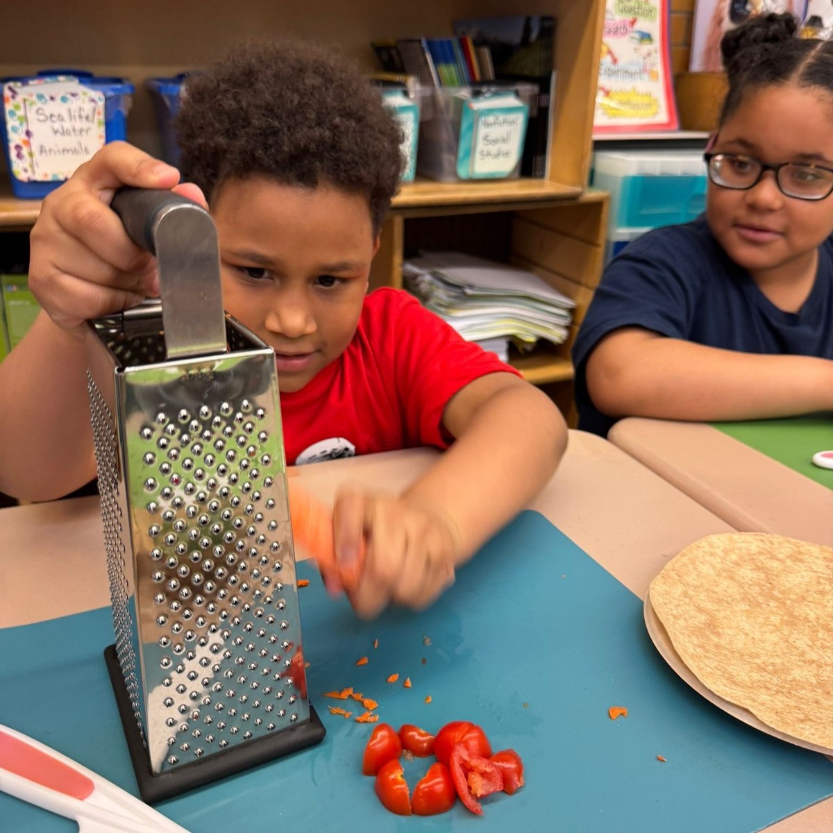 Grades 3-5 students taking part in Food Explorers