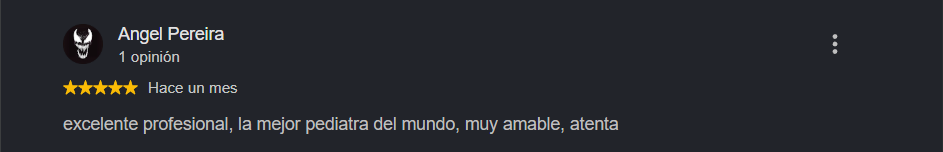 Reseña de paciente en Google