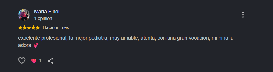 Reseña de paciente en Google