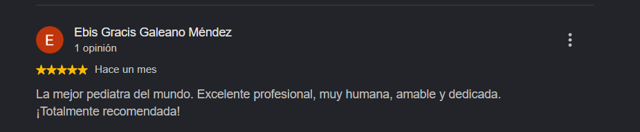 Reseña de paciente en Google