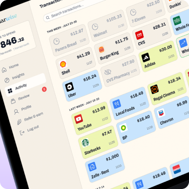 Transactions sorted automatically in the DollarWise app