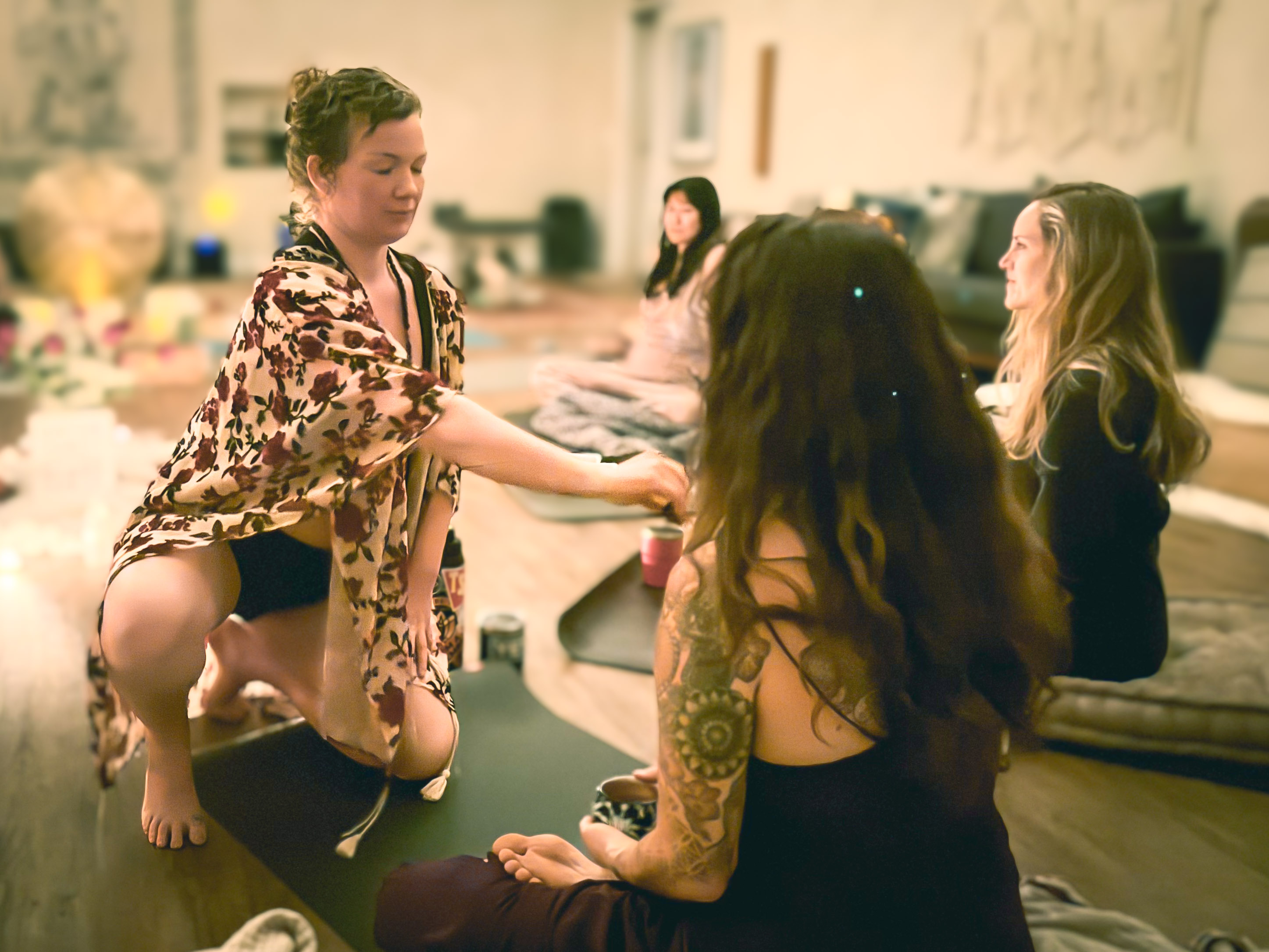 Solara facilitator guiding a participant through breathwork