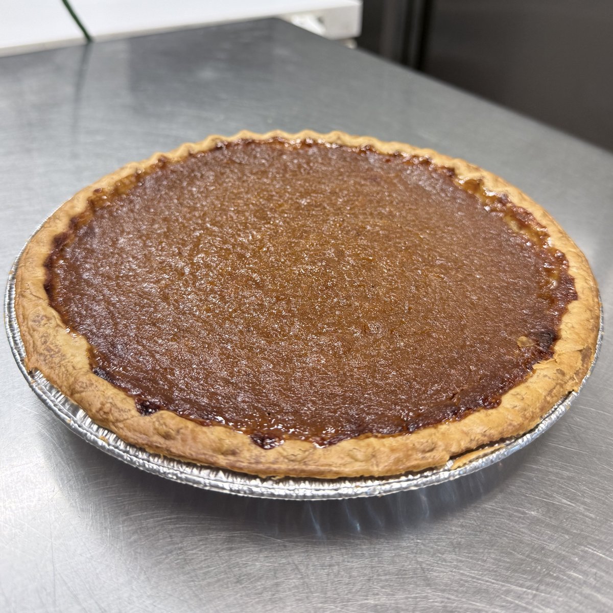 Slice of sweet potato pie on a vintage plate at Pee Wee's Soul Food, Rock Island IL
