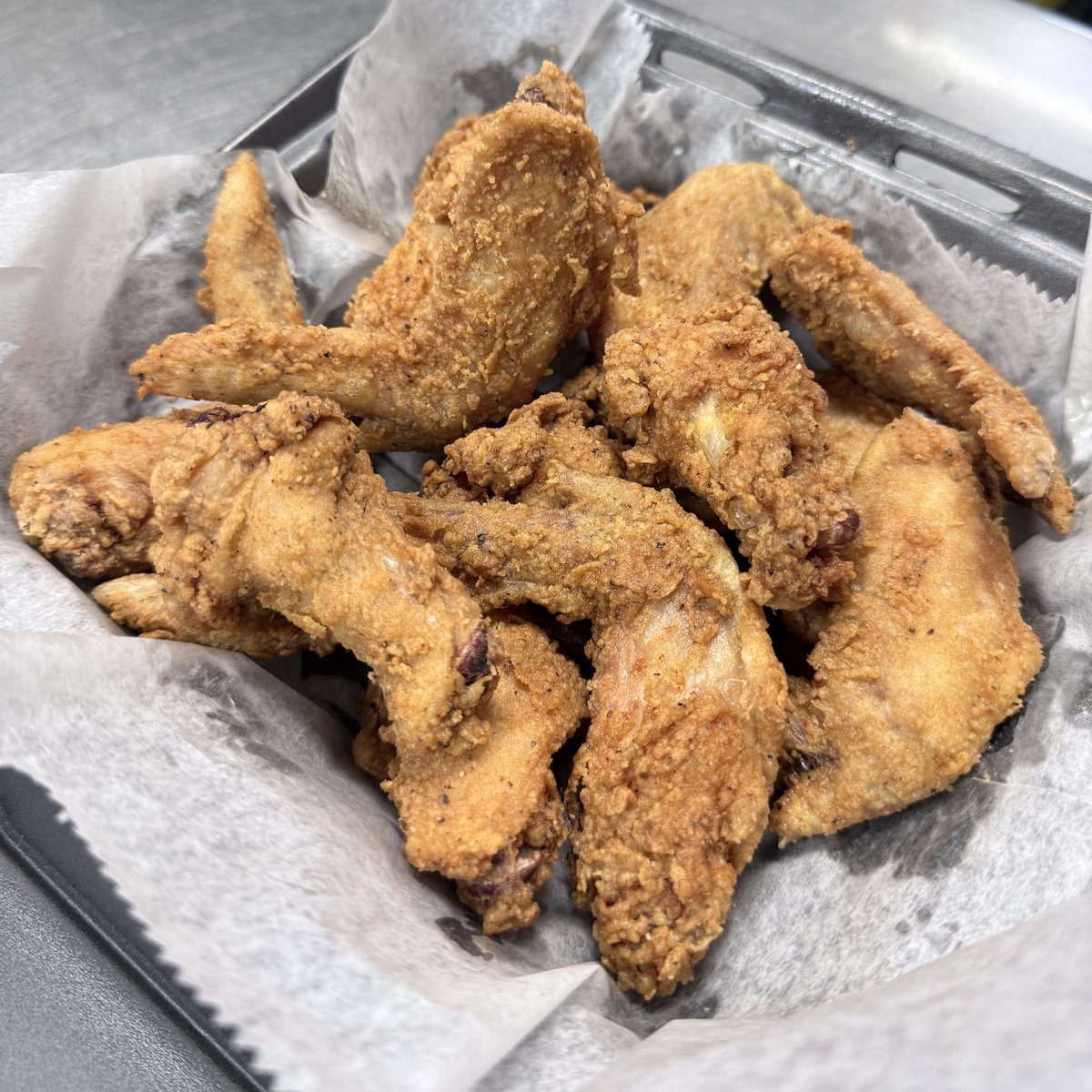 Crispy golden chicken tenders at Pee Wee's Soul Food, Rock Island IL