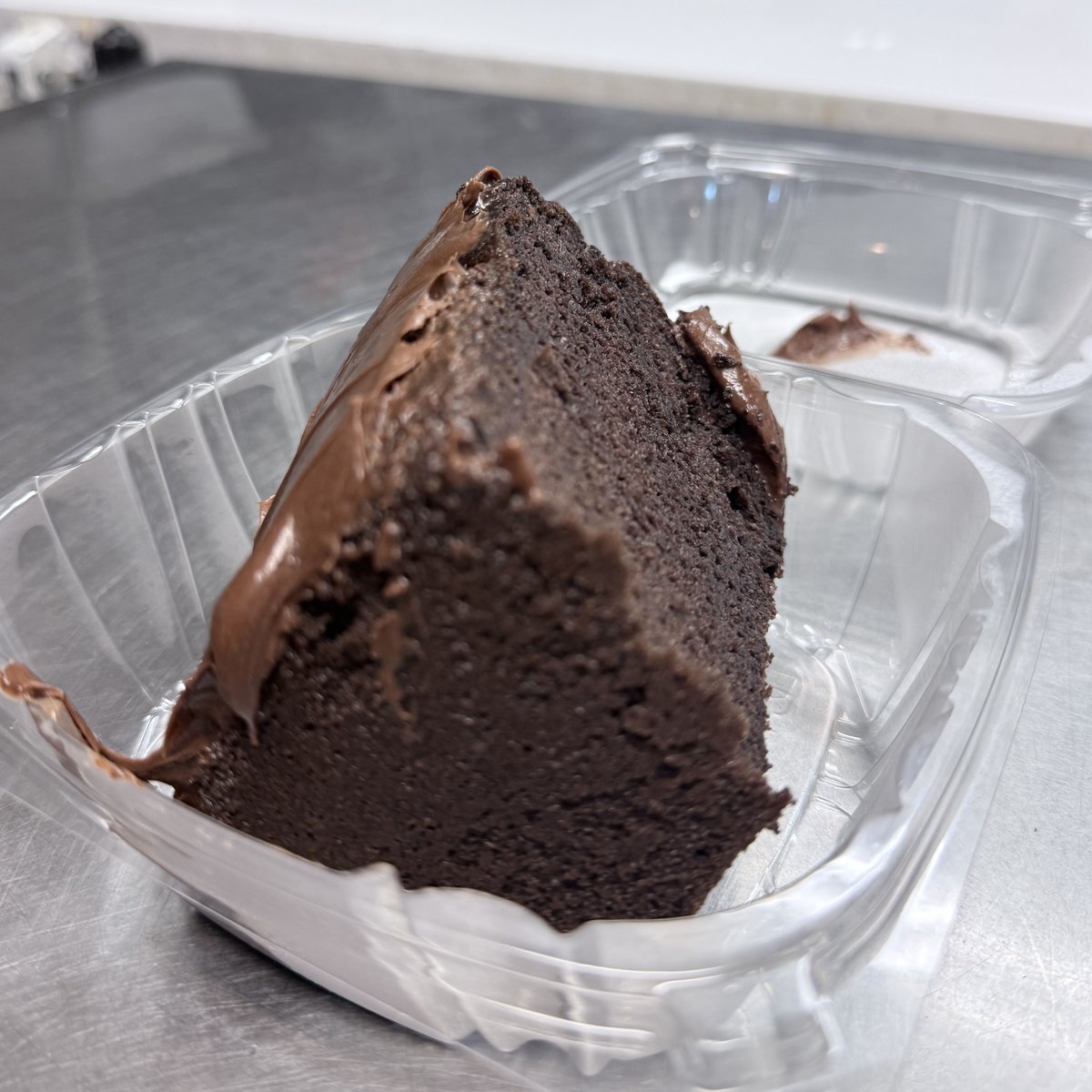 Rich chocolate cake slice at Pee Wee's Soul Food, Rock Island IL