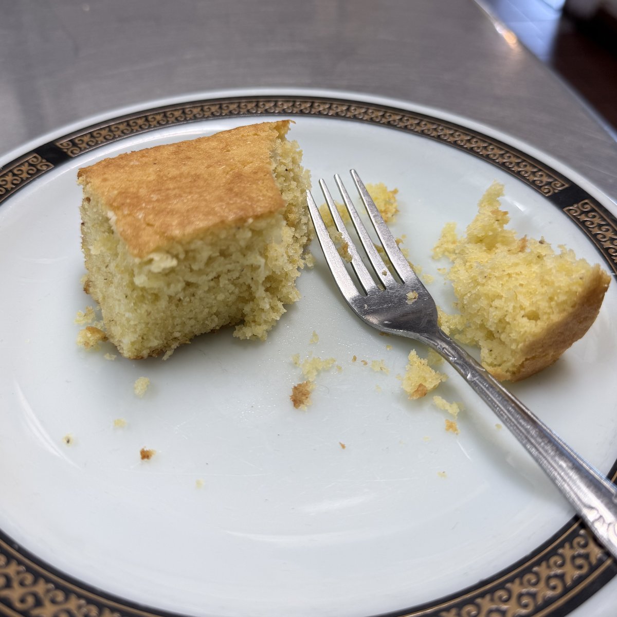 Golden cornbread always included with dinners at Pee Wee's Soul Food, Rock Island IL