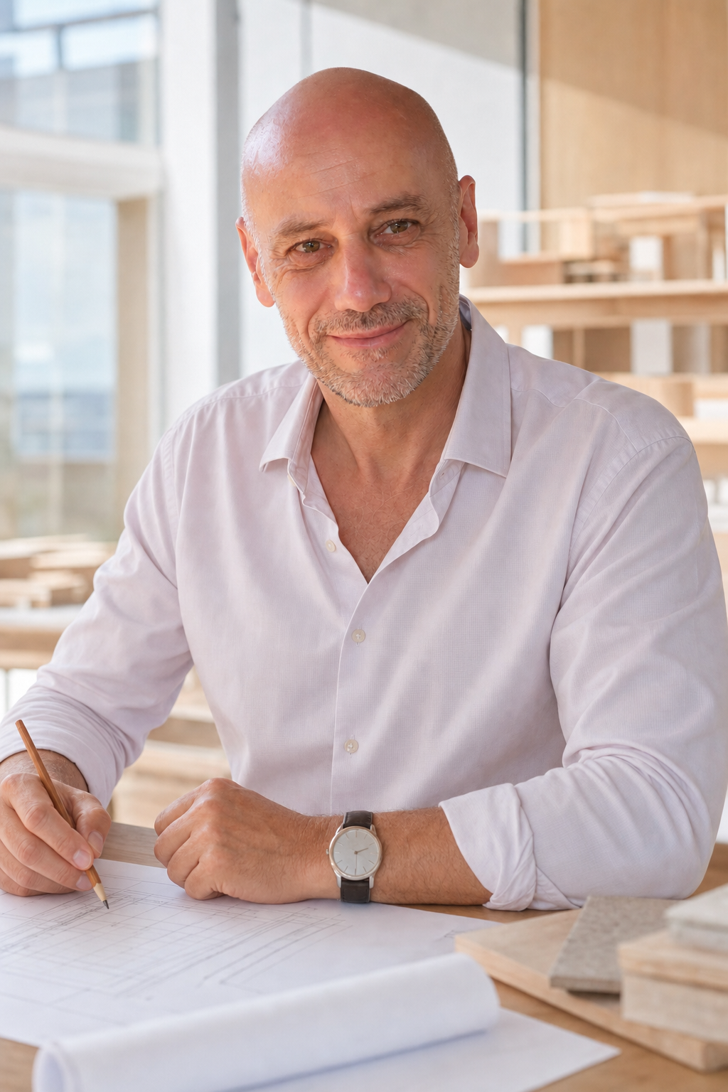 Christoph Blumenthal am Zeichentisch
