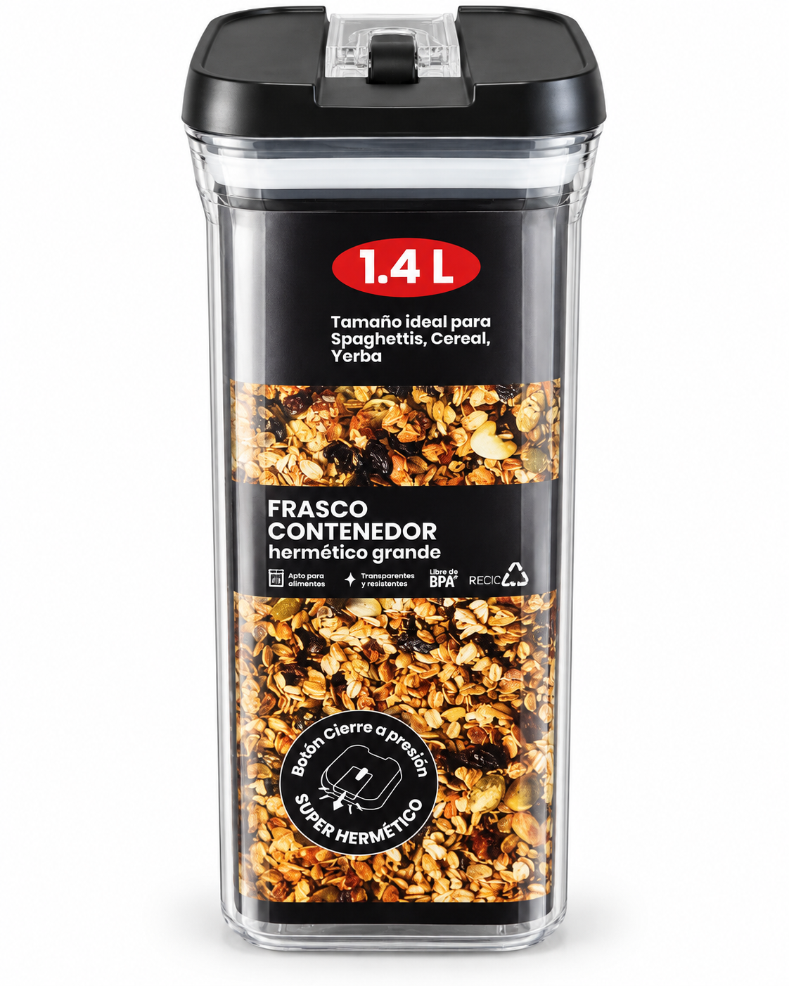 8625 FRASCO HERMETICO FLIP GRANDE 1.4L NEGRO