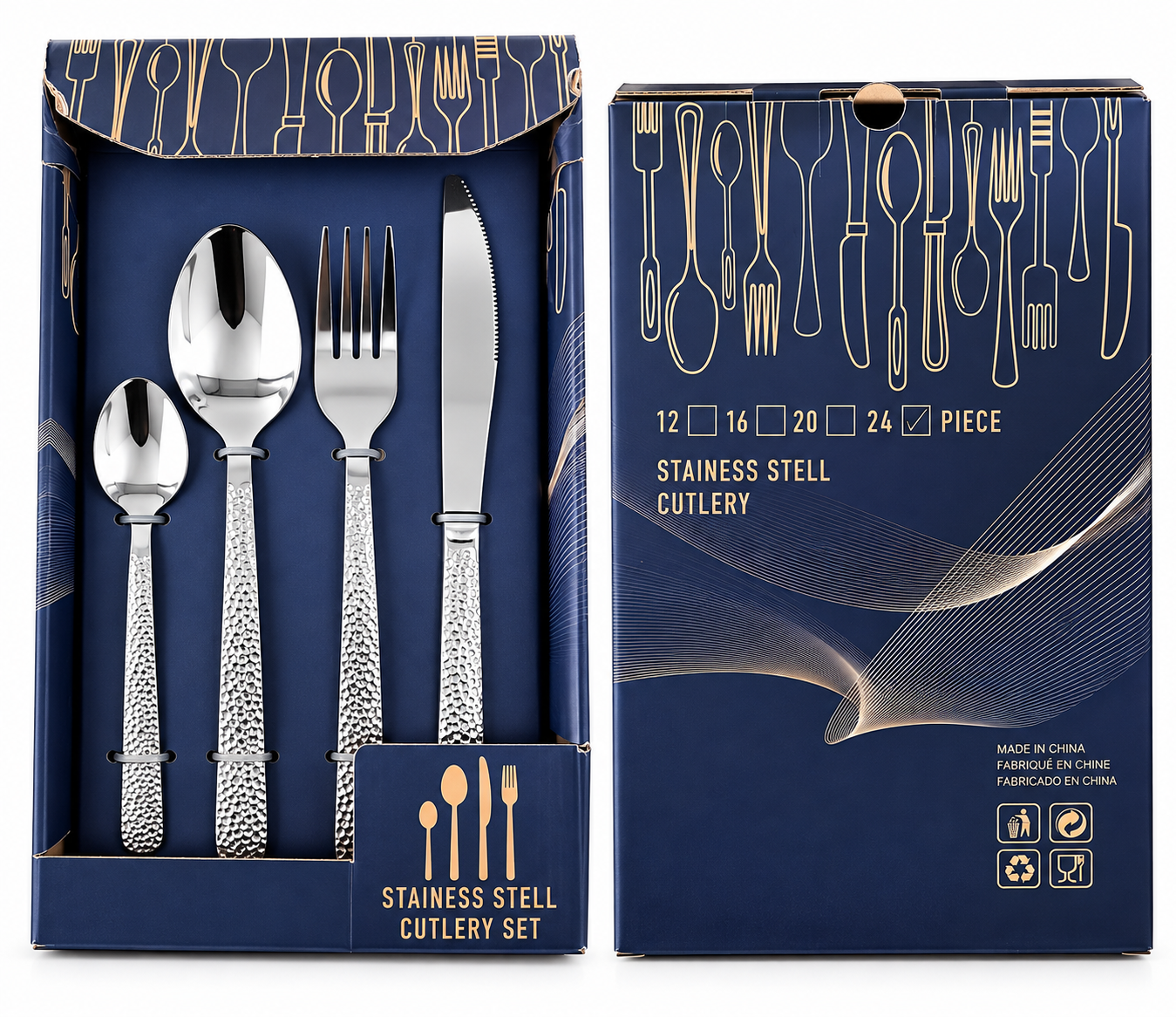 SET CUBIERTOS 24PCS ACERO S-UT24
